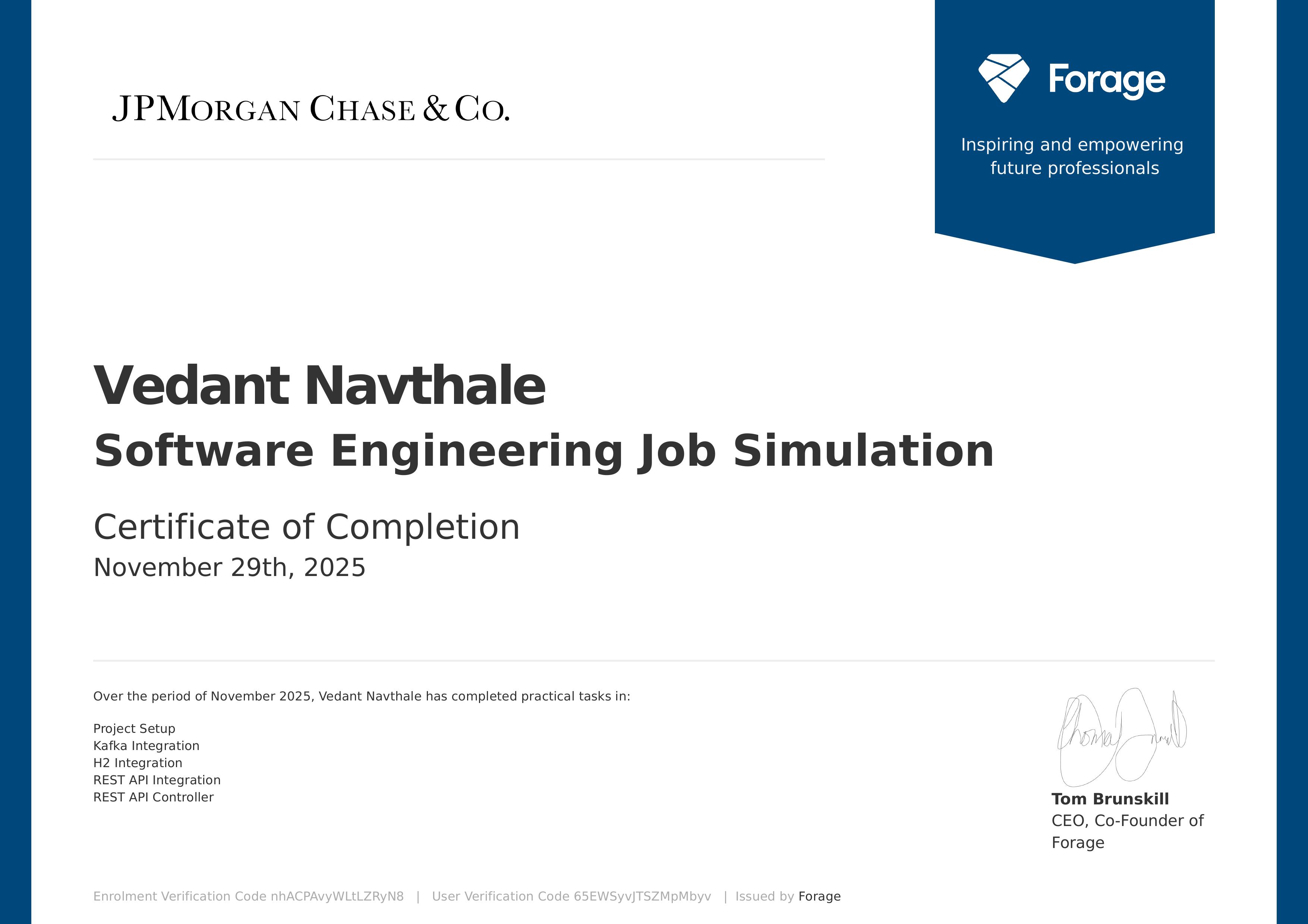 Software Engineering Job Simulation certificate